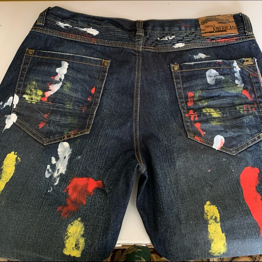 Vintage Americana Painted Zipper Jeans